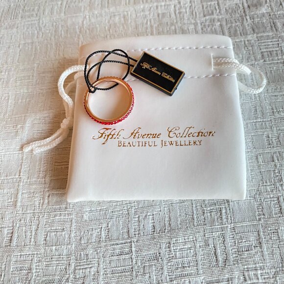 FAC Rose Gold Red Swarovski Crystal Eternity Ring Sz 7 - Picture 5 of 6